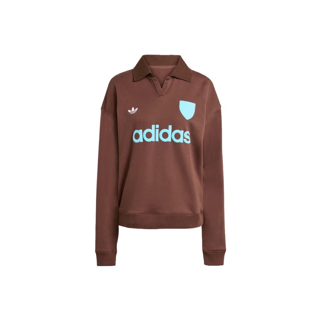adidas Оригинальная толстовка с длинным рукавом, однотонная, с буквенным принтом, с воротником-поло, женская толстовка JZ0879