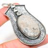 Fossil Coral, Topaz Handmade 925 Sterling Silver Pendant 3.15" O6F70
