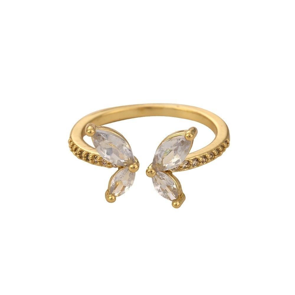 Light Luxury Butterfly Opening Ring Adjustable Crystal Ring Light Luxury Finger Jewelry  Gifts