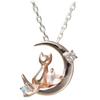 Necklace Crescent Moon Cat Pink Silver Selectable Birthstone March Aquamarine [Future Angel] Women's