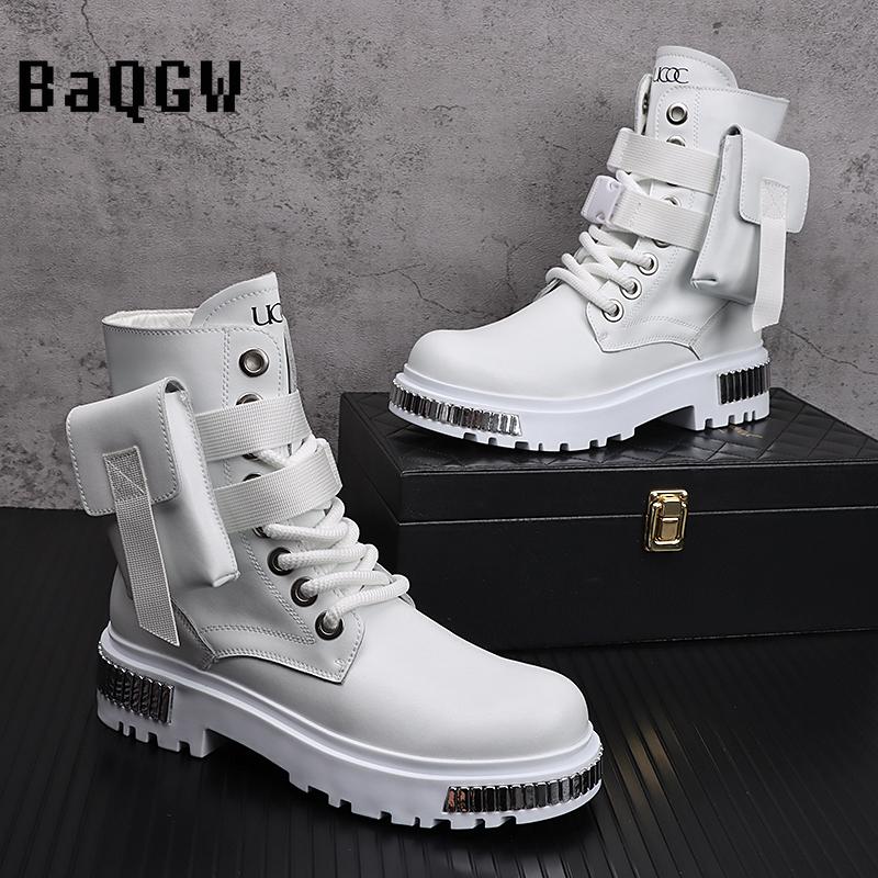 Модные металлические лоскутные туфли с высоким берцем, мужские осенне-зимние модные тенденции, ковбойские сапоги, британский стиль, увеличивающие рост, кожаные короткие сапоги