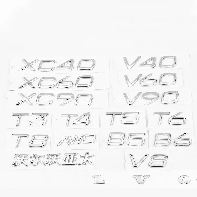 3D ABS Наклейки-значки на заднюю дверь багажника Для Volvo C30 V40 V60 V90 S40 S60 S80 S90 S80L XC40 XC60 XC90 AWD T4 T5 T6 T8