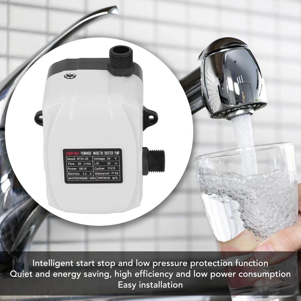 Автоматический насос повышения давления воды Насос повышения давления Водное давление Высокое 180 Вт для кухонной мойки Душа DC24V AC100‑240V Насос повышения давления