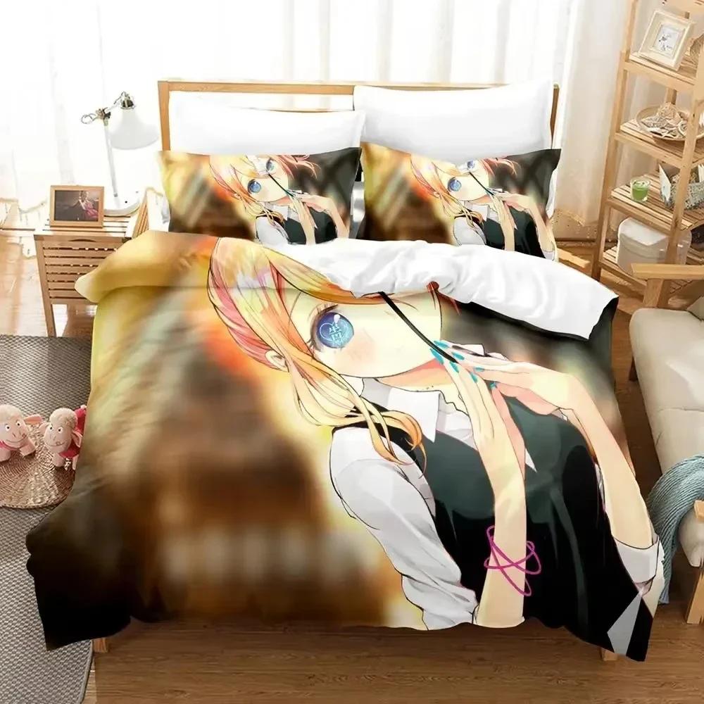 Новый набор постельного белья Kaguya-sama Love is War Мультяшный Аниме трехсекционный набор Взрослый Детская Спальня Комплекты пододеяльников 3D Кавайи простыни