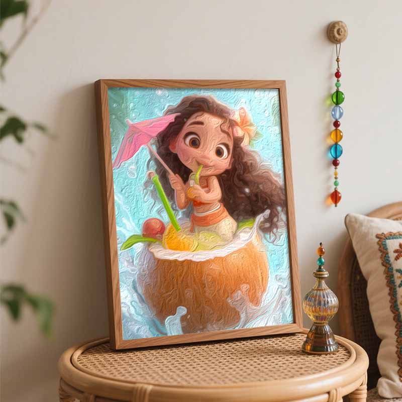 Disney Oil Painting Kit Canvas Moana DIY Home Decor Gift With Tropical Drinks 129