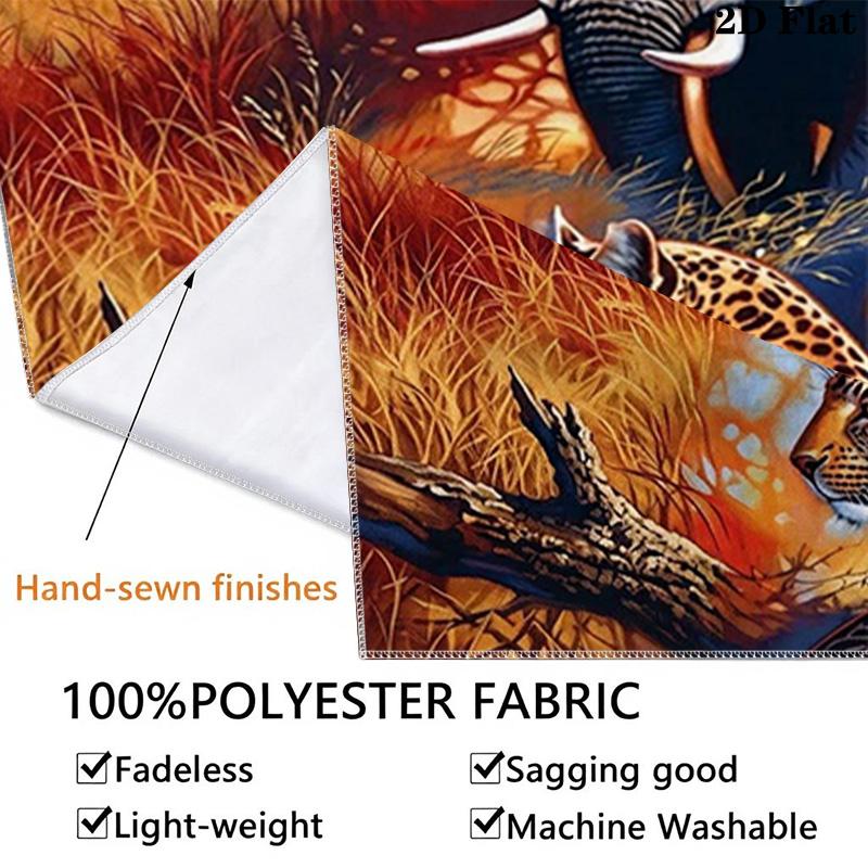 African Animals Wall Tapestry Aesthetic Wall Hanging Printed Fabric Blanket Decorative Tapestries for Bedroom Living Room Home Decor