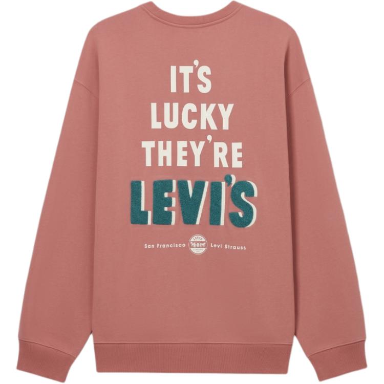 Levis Свободный Повседневный Удобный Свитер с Письменным Рисунком в Рубчик с Круглым Вырезом и Длинным Рукавом Мужской свитшот Красно-Коричневый 002Y3-0001