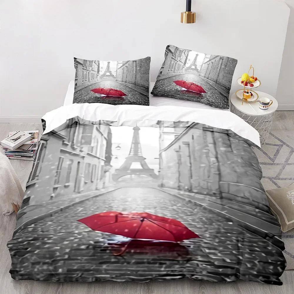 Eiffel Tower Bedding Duvet Cover Set 3d Digital Printing Bed Linen Fashion Design Comforter Cover Bedding Sets Bed Set