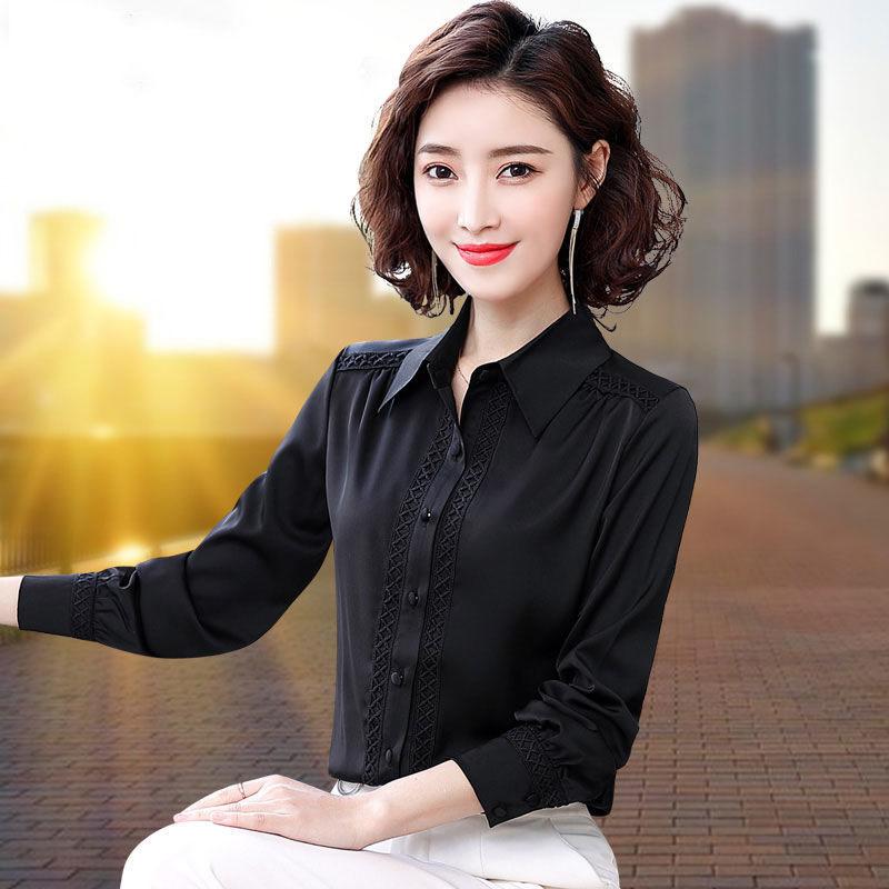 Весна Осень Рубашки Для Женщин Элегантные Повседневные Офисные Дамы Топы С Длинным Рукавом Винтажные Блузки Женские Рубашки