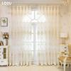 1 шт. LOZUJOJU High End Luxury бежевый трехмерный вышитый кольцевой тип прозрачная занавеска тюль для гостиной спальни украшение окна домашний декор