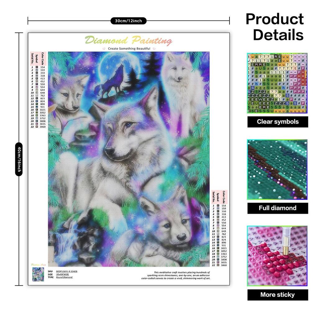 Полный круглый алмаз картина животное волк ремесло комплект полный круглый горный хрусталь Алмазная мозаика подарок украшение дома 30x40 см/12x16 дюймов