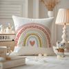 Rainbow Print Cushion Cover Antidustmite Pillowcase Invisible zipper silky short plush Sofa cushion cover