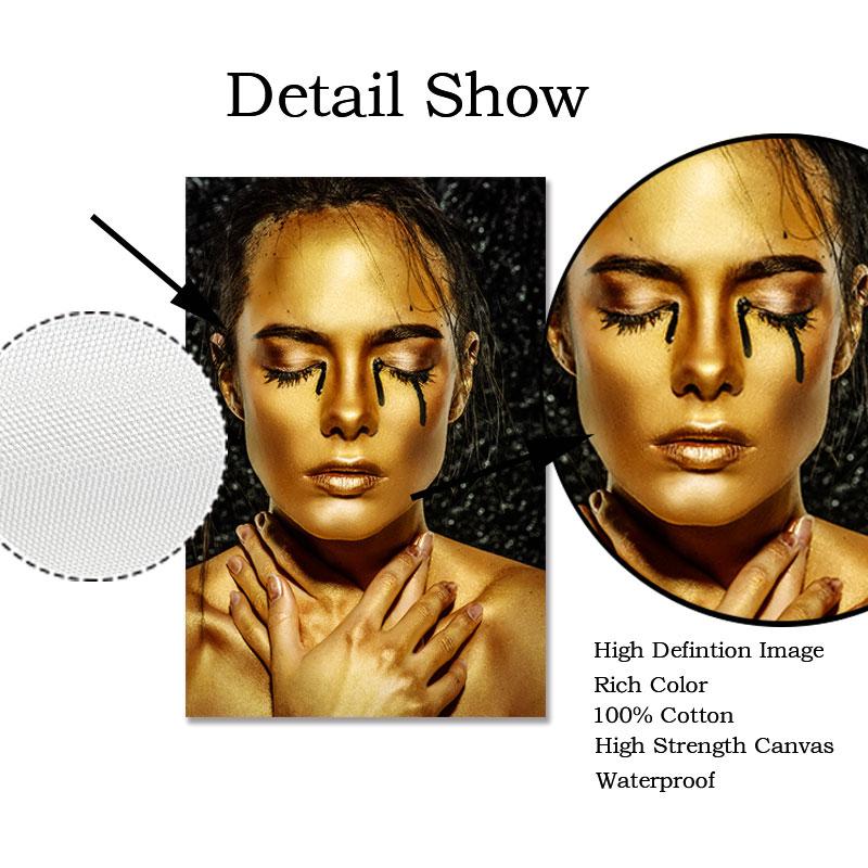 Картина на холсте, настенная картина, модная Африка, золотые, черные женские постеры, принты, произведения искусства для скандинавского модульного домашнего декора гостиной