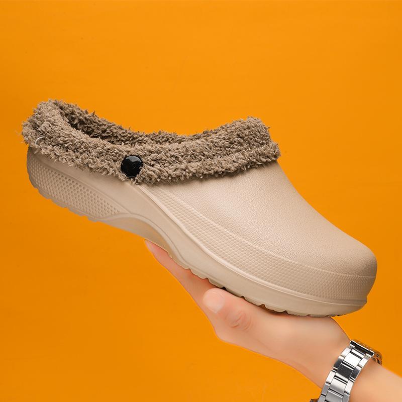 Зимние туфли большого размера из бархата и хлопка, новые домашние тапочки-мешки для пар, мужская верхняя одежда на толстой подошве, теплая хлопковая швабра