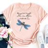 (Asian Size)Tee Top Short Sleeve Women Letter Dragonfly Style Cute Print Fashion T Shirt Clothing Casual Lady Female Graphic T-shirt