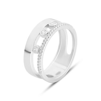 Серебряное кольцо с фианитами, вес изделия 4,29 гр (2151241)