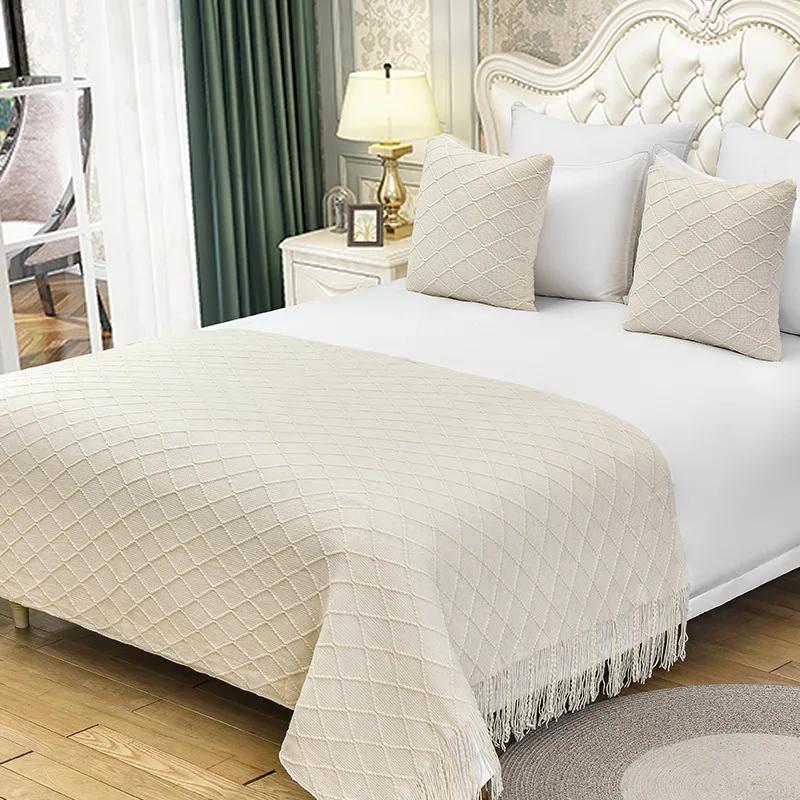 Шарф для кровати, украшение для квартиры B & B, вязаный диван с шарфом, покрывало для кровати в отеле, одеяло для кровати, флаг для гостиничной кровати