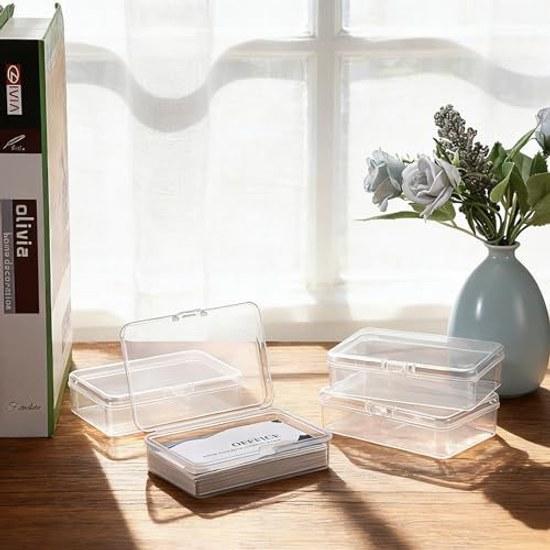 Sumnacon Small Item Storage Transparent Case Mini Box Divided Plastic Desktop Lightweight Convenient Carrying White Set 4