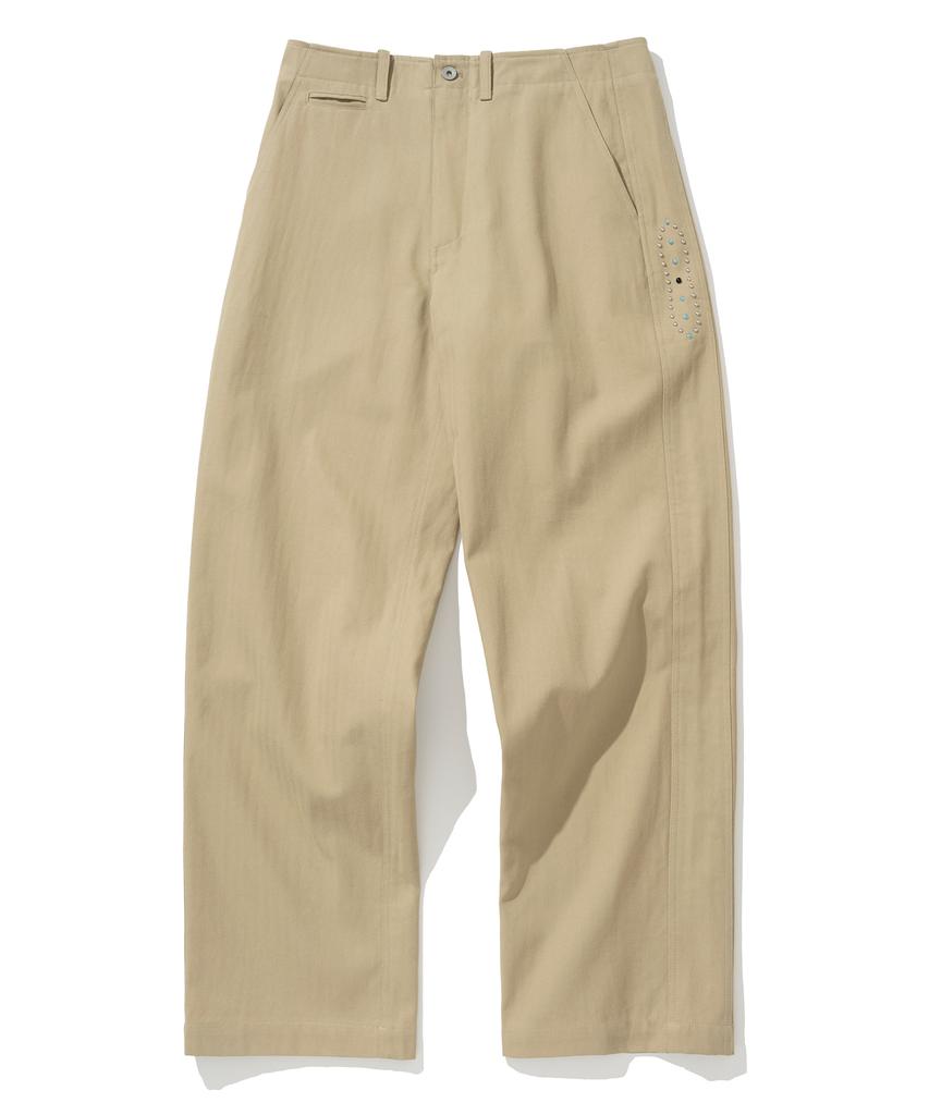 UNIFORM BRIDGE M43 Herringbone Chino Pants Beige