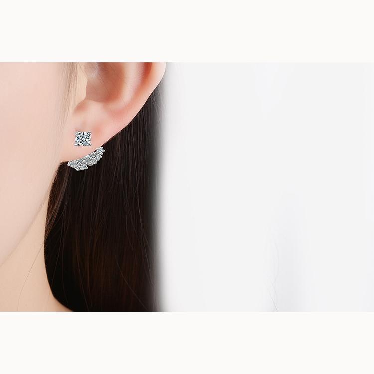 Back Hanging Zirconia 1 Pairs Shiny Zircon Stud Earrings for Women Vintage Wedding Jewelry Classy and Elegant Trendy Girl Gift