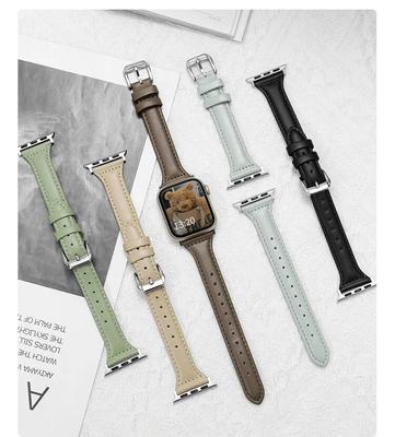 Тонкий кожаный ремешок для Apple Watch, ремешок 44 мм, 40 мм, 41 мм, 42 мм, 38 мм, 49 мм, женский браслет, ремешки для Apple Watch 8, 45 мм, Ultra 9, 7 se, 3, 4, 6