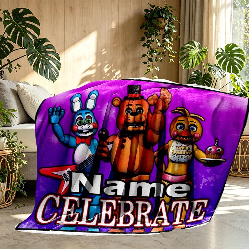 Custom Name Personalized Five Nights at Freddy's Print Blanket, Home Decor, Bedroom, Sofa, Camping, Couch, Gifts for Birthday Christmas