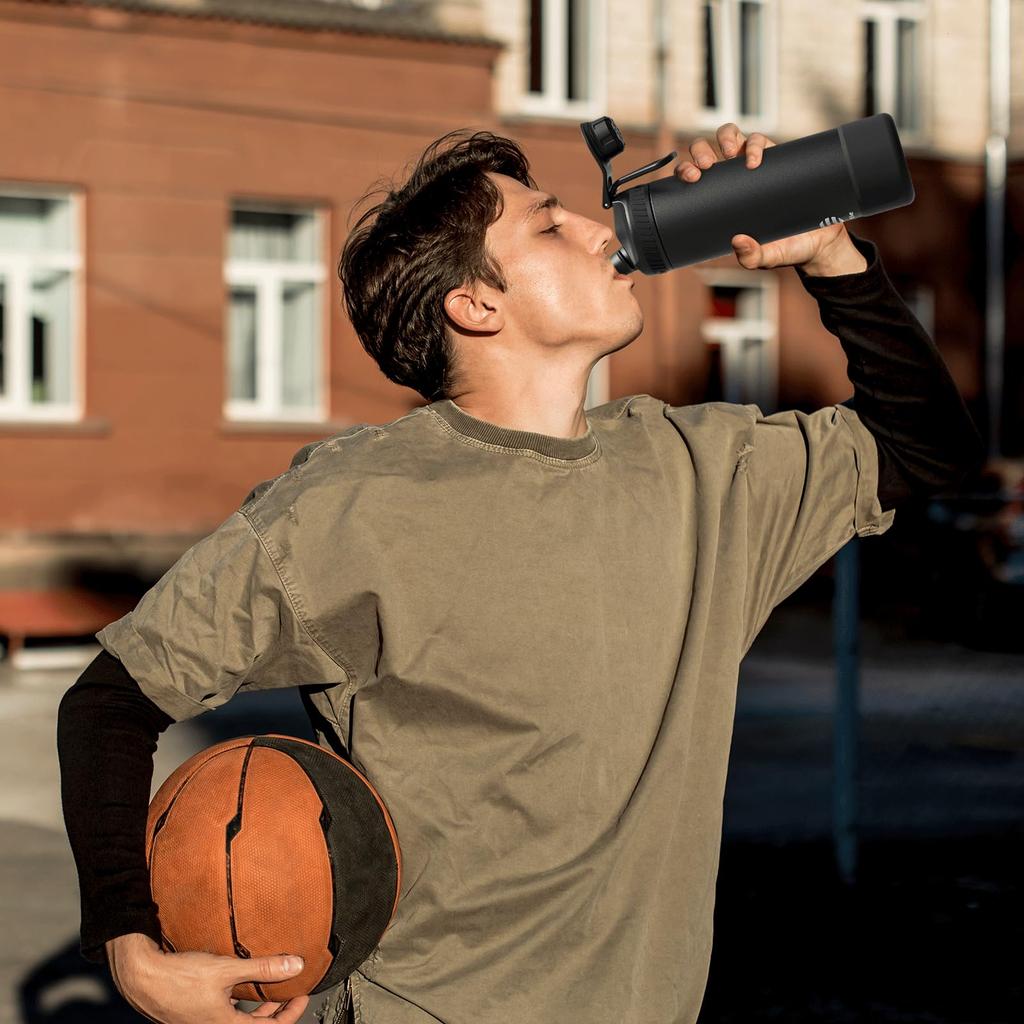 Бутылка для воды FJbottle объемом 710 мл с вакуумной изоляцией, винтовая крышка для питья с ручкой, спортивная бутылка объемом 7 литров, совместимая со спортивными напитками, большая