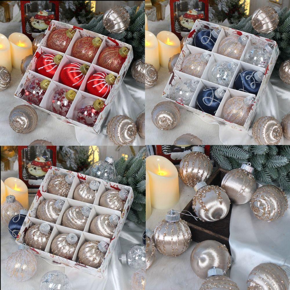 9 шт. 8 см Расписанный вручную шар-украшение Круглый подвесной шар для рождественской елки Новый год