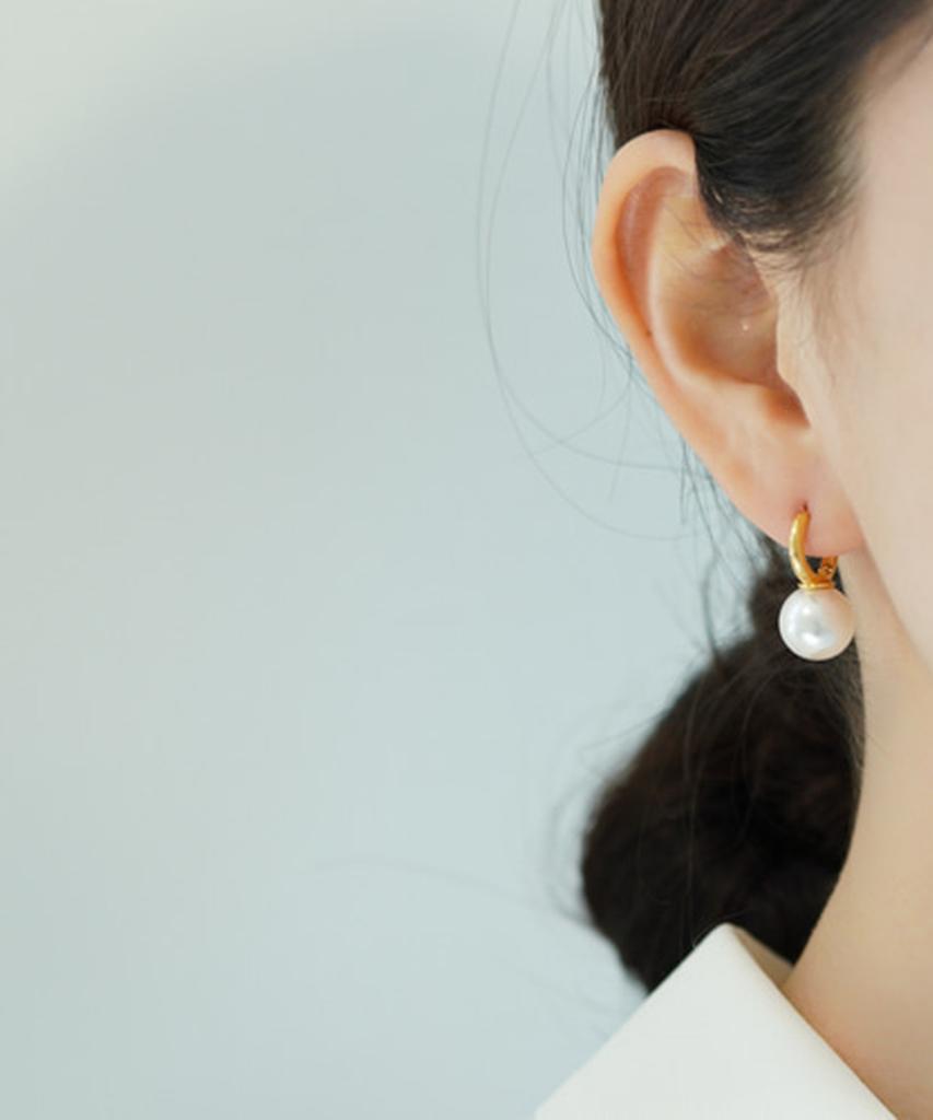 Серьги Alleun из серебра 925 пробы, 12 мм, с жемчугом Swarovski, на застежке-щелчке