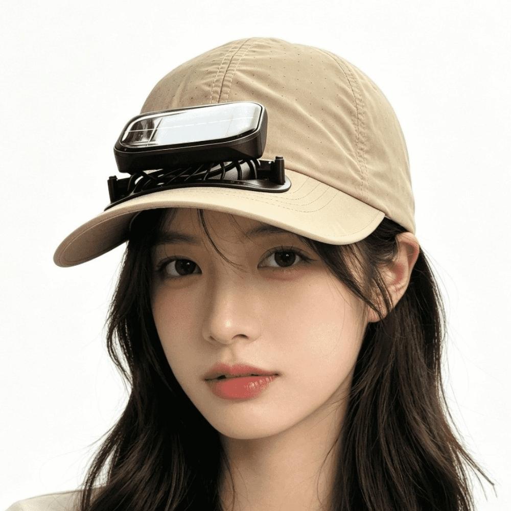 Portable Rechargeable Fan Hat Solid Color Cooling Fan Peaked Cap for 3.7V/300mAh Hiking