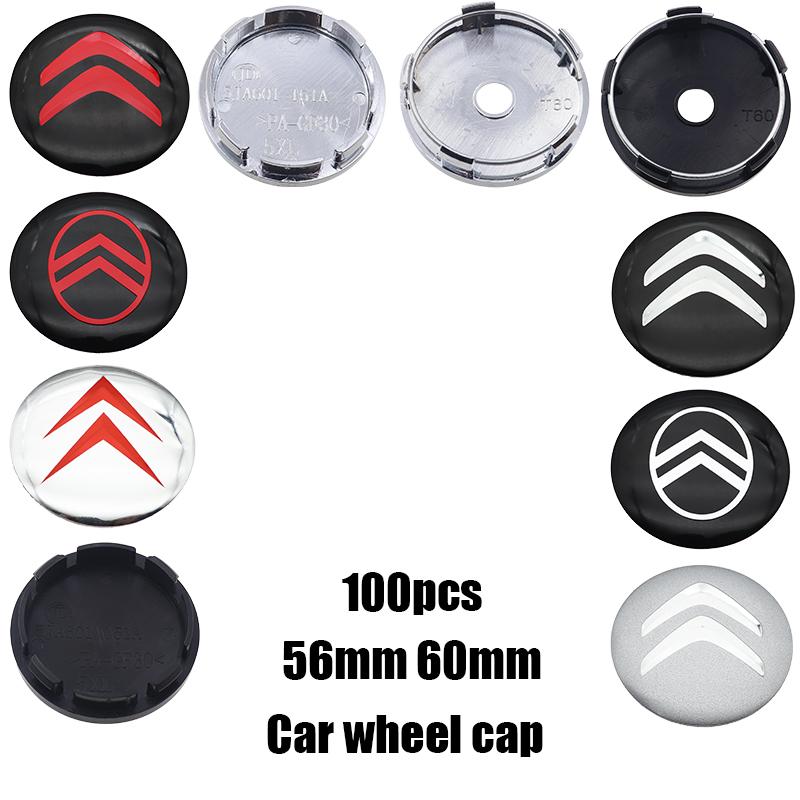100pcs 3D 60mm 56mm Citroen Car wheel cap emblem Wheel Center Hub Cap auto Rim refit dust-proof badge covers styling accessories