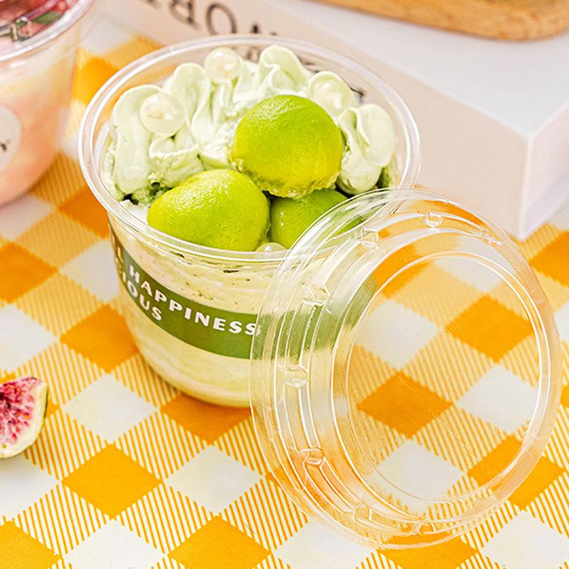 10Pcs 10Oz Disposable Mousse Cups Cake With Lid Clear Plastic Boxes Ice-Cream Dessert Picnic Pudding Jelly Dessert Yogurt Cups