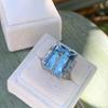 Новое женское кольцо на палец с большим небесно-голубым камнем для коктейльной вечеринки, великолепные женские аксессуары, подарок для красоты, стильные ювелирные изделия