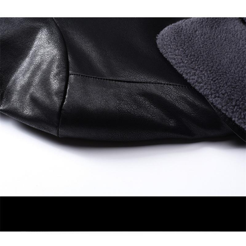 Leather Jacket Men's Genuine Leather Casual Plus Velvet Thickened Short Jacket Lapel Down Jacket Winter