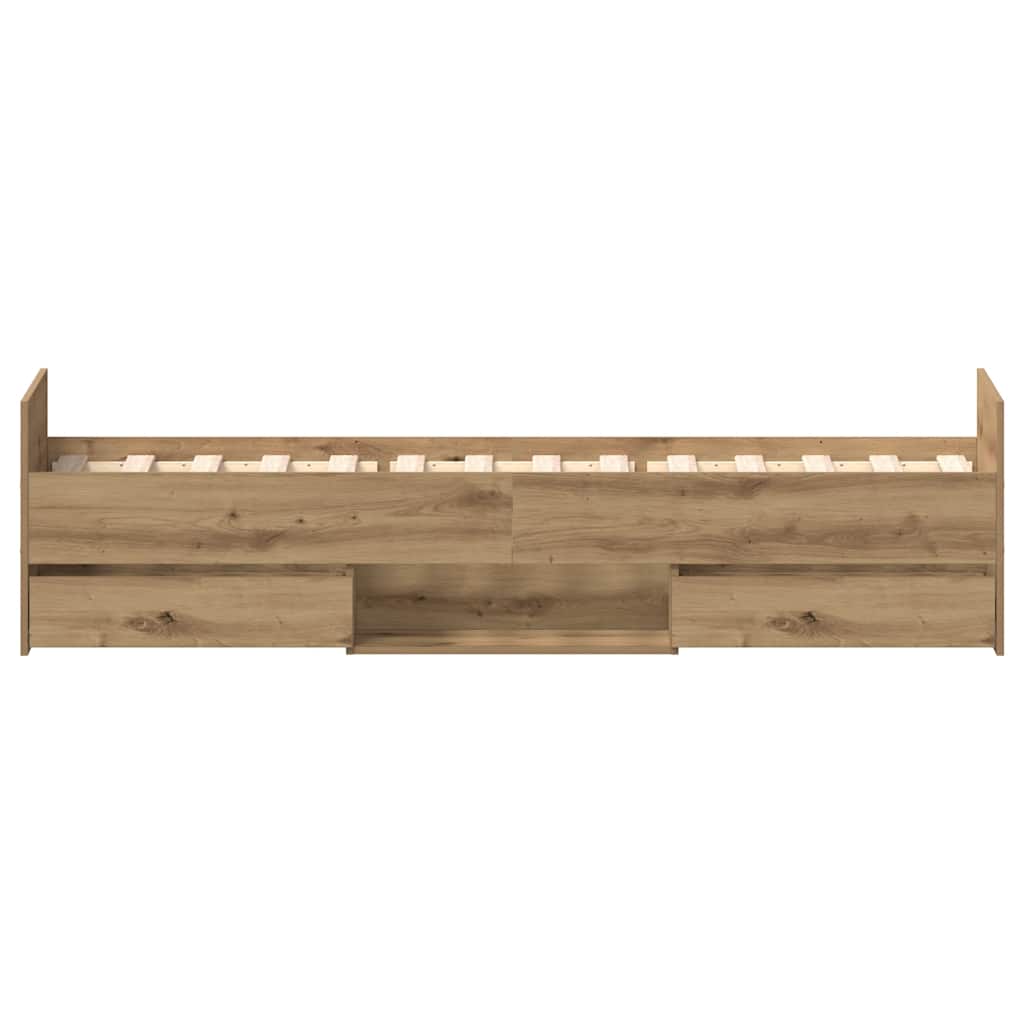 Rama Łóżka Bez Materaca Artisan Oak 90X190Cm Drewno Klejone