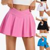 Women Yoga Skort A-Line Style Yoga Sport Skirt with Liner Solid Color