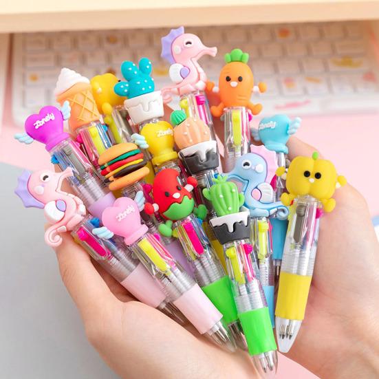 4 шт. Рождественские шариковые ручки с забавными топперами 4 цвета Нажимная ручка Выдвижные пишущие ручки