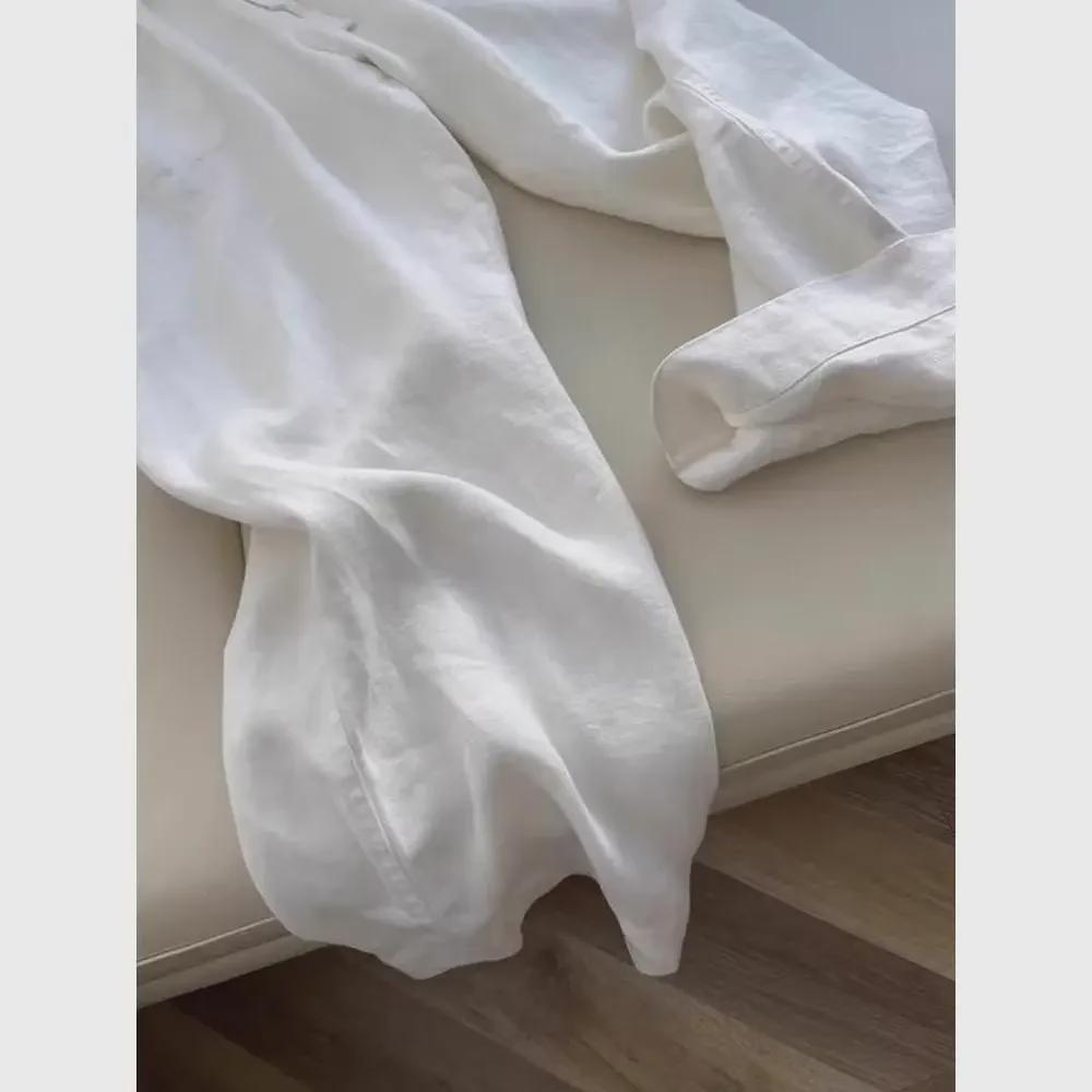 Унисекс летние льняные хлопковые брюки широкого кроя - дышащие, легкие, свободного кроя