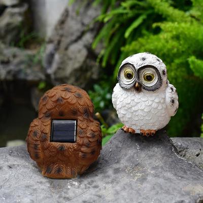 Солнечная статуэтка совы для сада, светодиодные ночные фонари на солнечной батарее, декор животного из смолы для двора, патио, всепогодное уличное украшение