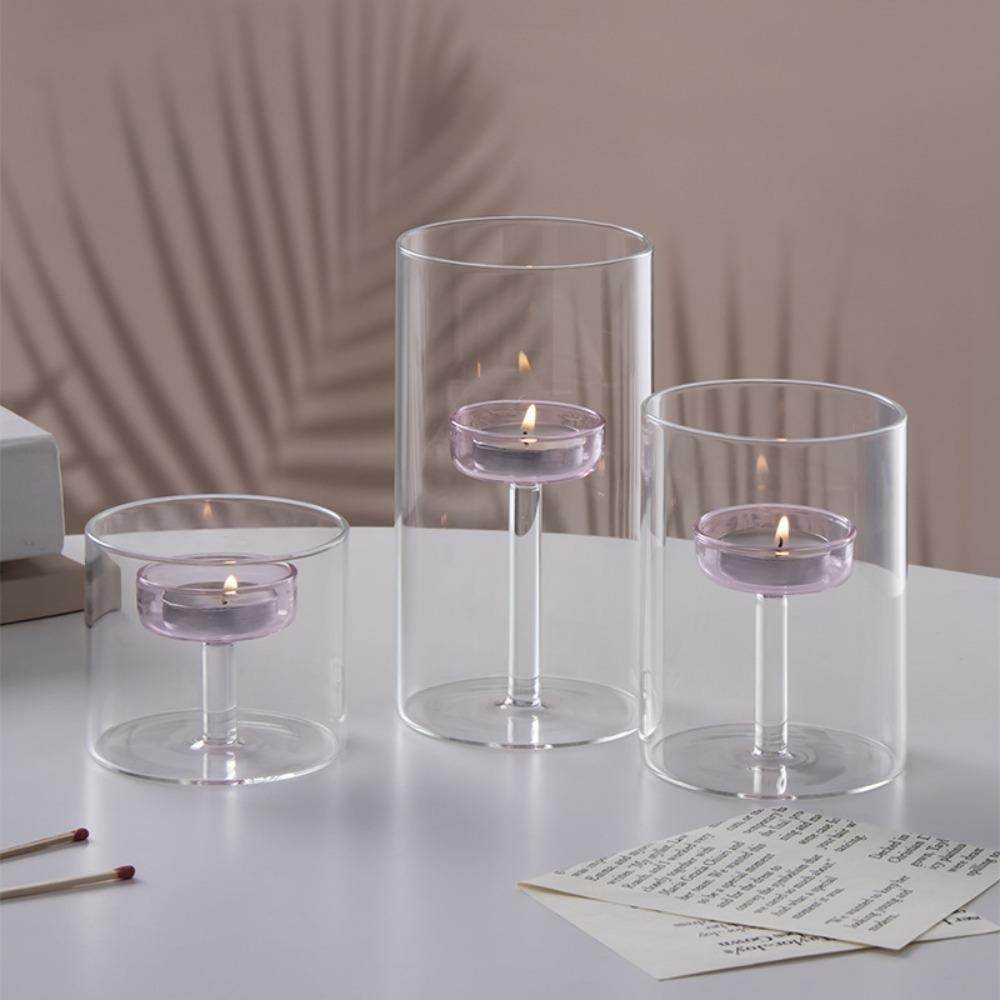 European-style Candlestick Transparent Candle Stand Creative Glass Candle Holder Banquet