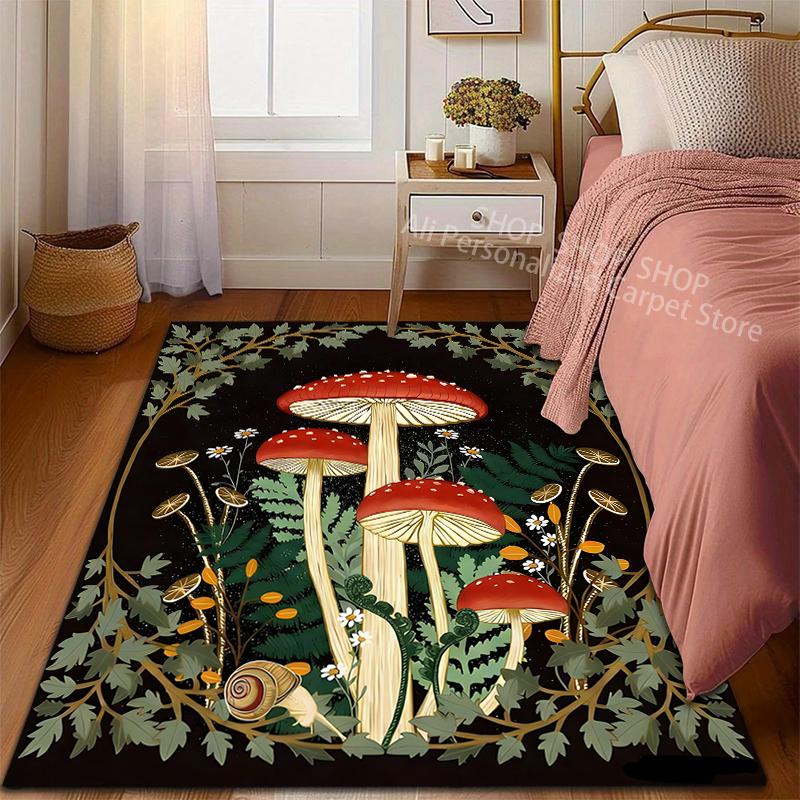 1PC Forest Fantasy Mushrooms Pattern Carpet for Living Room Bedroom Sofa Home Decor Non-slip Floor Mat Large Size