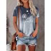 Plus Size T-shirt Women Dandelion Print Gradient T-shirt Tops Street Casual T-shirt Summer Girls Loose Short Sleeve Tees