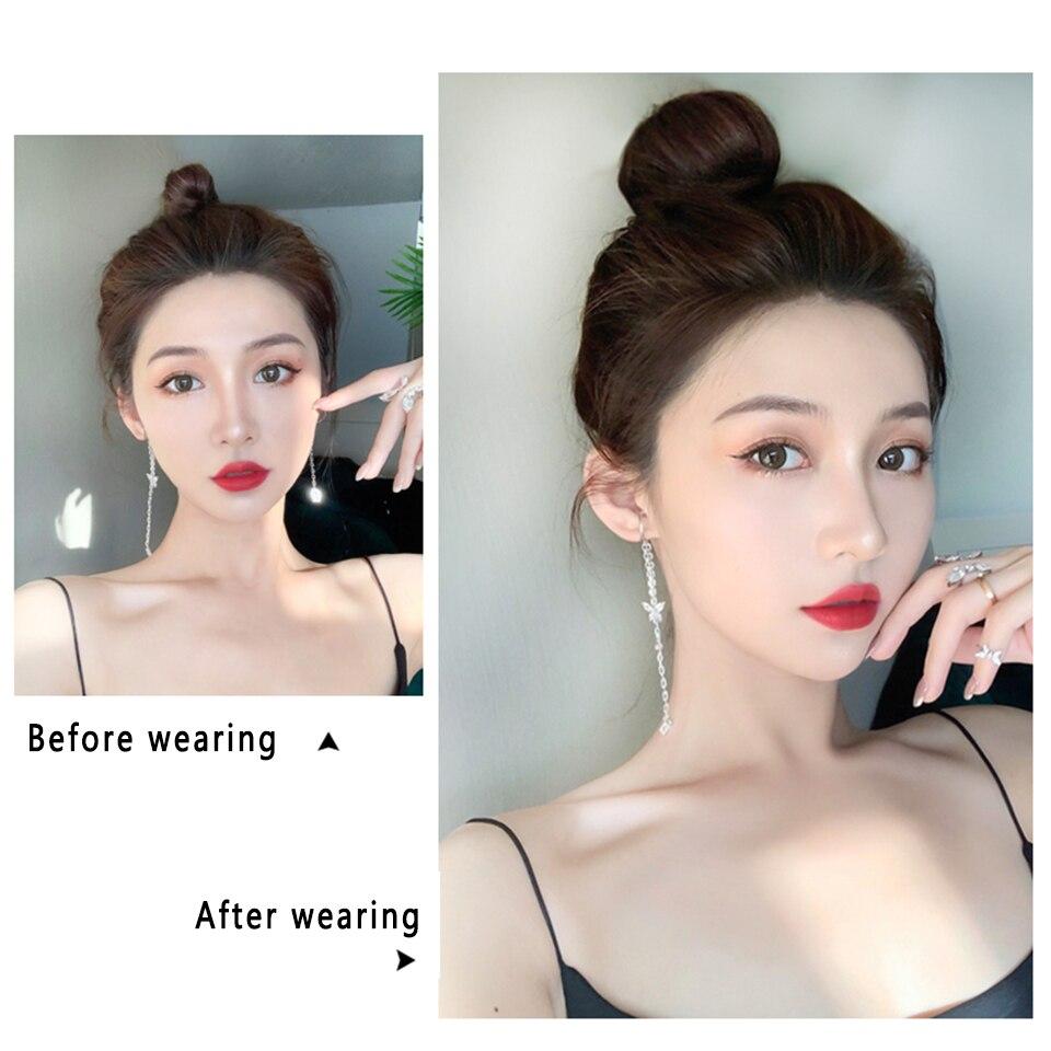 LUPU Girl's Chignon Natural Black Brown Straight Messy Bun For Women And Kids Donut Roller Hair Bun