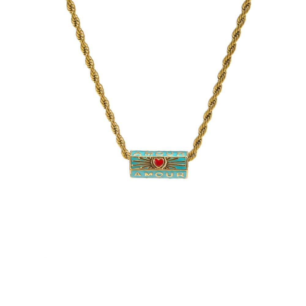 Sweet Charm Turkish Eye Multi Color Necklace Wish Card Hexagonal Neck Chain Jewelry Accessories