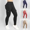 Women Sports Pants Yoga Pants Slim Fit High Waist Elastic Quick-drying Skinny Soft Breathable Solid Color Pockets Lady Jogging Trousers