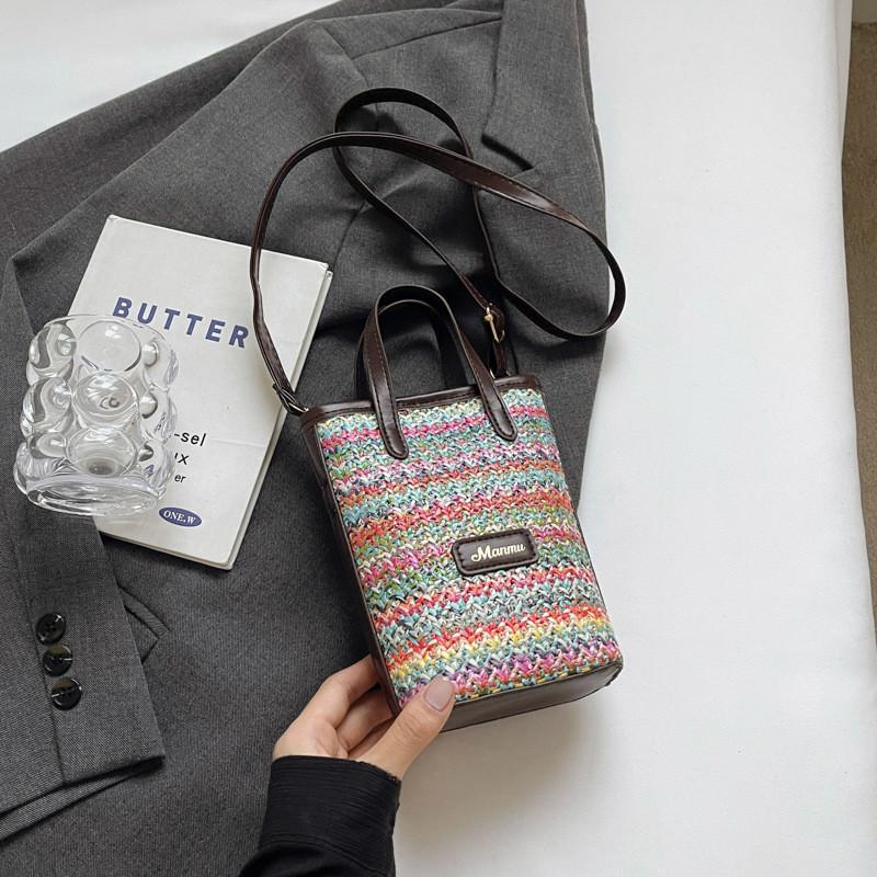 Stylish Minimalist Handbag For Women 2024 Summer New Casual Phone Purse In Orange And Blue