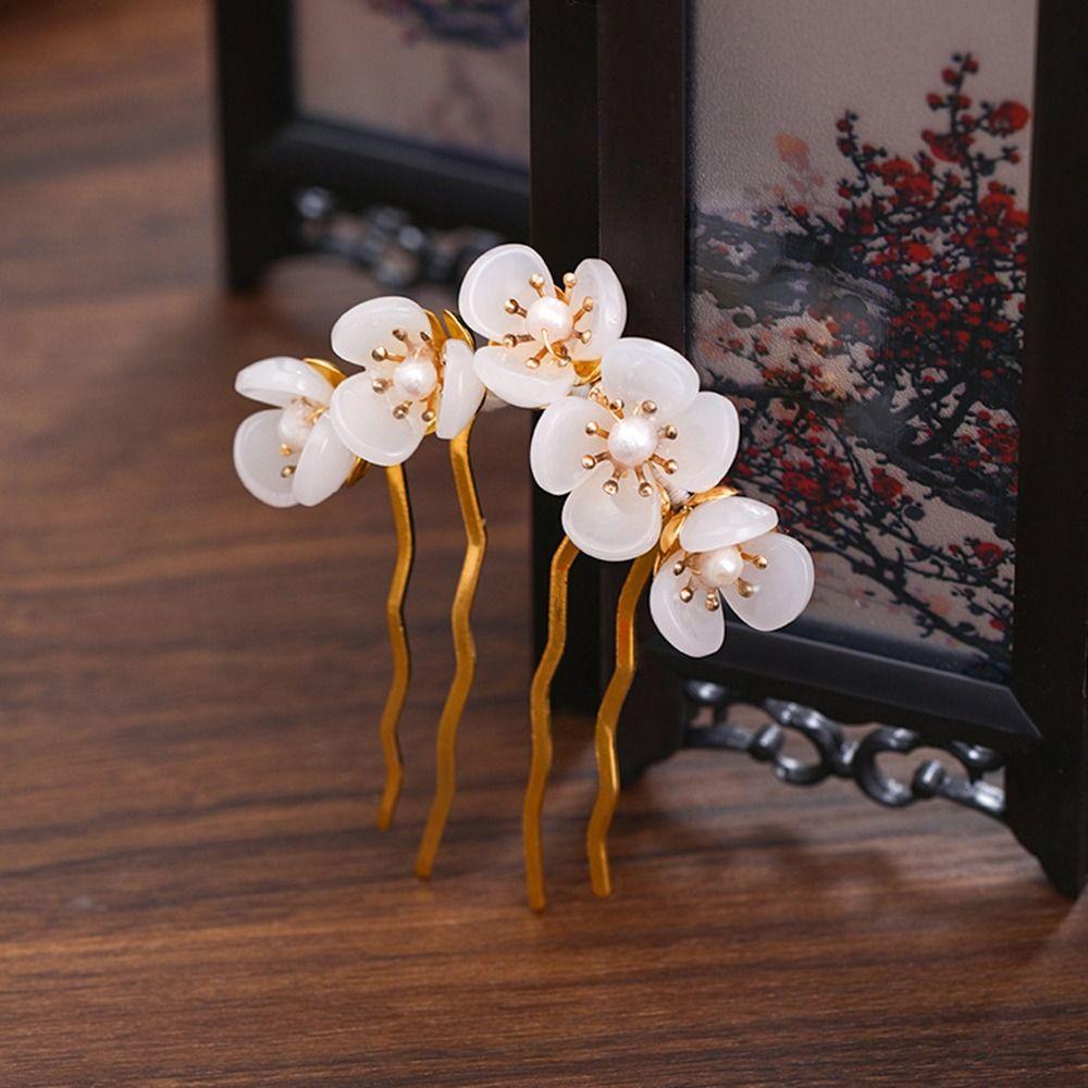 Pearl For Women Headwear Disk Hair U Shaped Hairpin Hair Accessories Hair Fork Flowers Hair Stick
