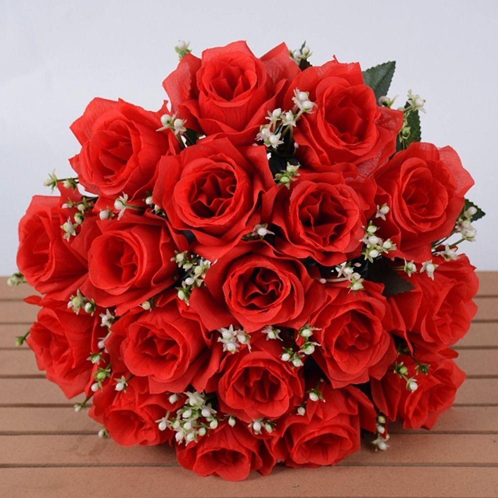 Mini Valentine's Day Flowers 18 Head Crystal Grass Bouquet Rose Flowers Decorative  Home Decorative