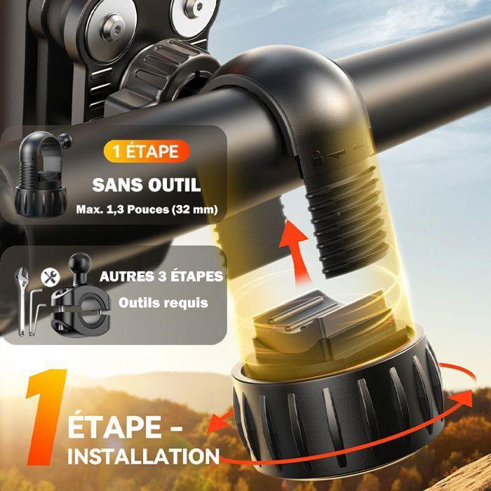 Support téléphone moto/vélo - WENZYLIQUOX - 2025 - Double anti-vibration >90% - Rotation 360° - Libération 1s