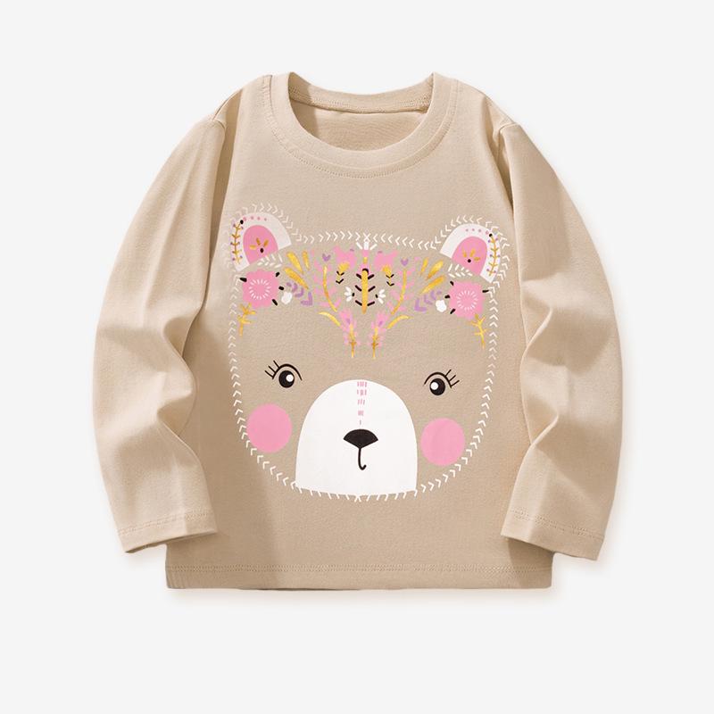 Вязаный топ с длинным рукавом для девочек на осень/зиму 2025 с мультяшным рисунком плюшевого мишки